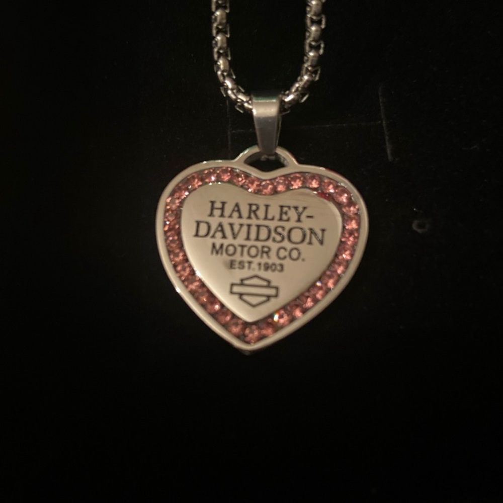 Pink Rhinestones Heart HD Necklace - Picture 5 of 10